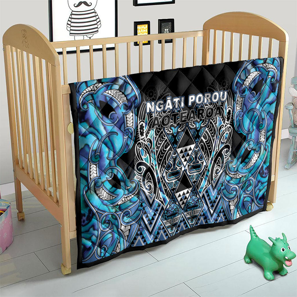 Aotearoa Ngati Porou Quilt Maori Light Blue Tribal Paua Shell Pattern DT05 - Polynesian Pride