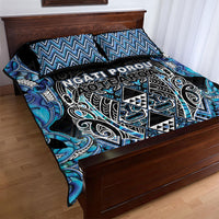 Aotearoa Ngati Porou Quilt Bed Set Maori Light Blue Tribal Paua Shell Pattern DT05 - Polynesian Pride