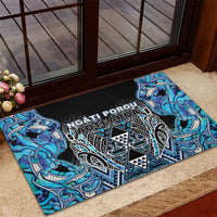 Aotearoa Ngati Porou Rubber Doormat Maori Light Blue Tribal Paua Shell Pattern DT05 - Polynesian Pride