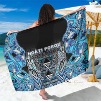 Aotearoa Ngati Porou Sarong Maori Light Blue Tribal Paua Shell Pattern DT05 One Size 44 x 66 inches Blue - Polynesian Pride