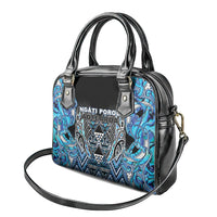 Aotearoa Ngati Porou Shoulder Handbag Maori Light Blue Tribal Paua Shell Pattern DT05 - Polynesian Pride