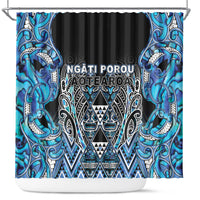 Aotearoa Ngati Porou Shower Curtain Maori Light Blue Tribal Paua Shell Pattern DT05 Blue - Polynesian Pride