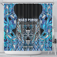 Aotearoa Ngati Porou Shower Curtain Maori Light Blue Tribal Paua Shell Pattern DT05 - Polynesian Pride