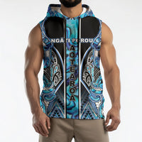 Aotearoa Ngati Porou Sleeveless Hoodie Maori Light Blue Tribal Paua Shell Pattern DT05 - Polynesian Pride