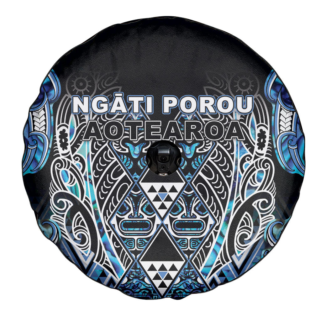 Aotearoa Ngati Porou Spare Tire Cover Maori Light Blue Tribal Paua Shell Pattern DT05 - Polynesian Pride