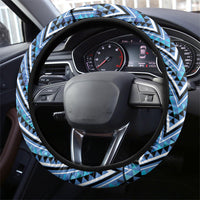 Aotearoa Ngati Porou Steering Wheel Cover Maori Light Blue Tribal Paua Shell Pattern DT05 - Polynesian Pride