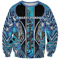Aotearoa Ngati Porou Sweatshirt Maori Light Blue Tribal Paua Shell Pattern DT05 Unisex Blue - Polynesian Pride