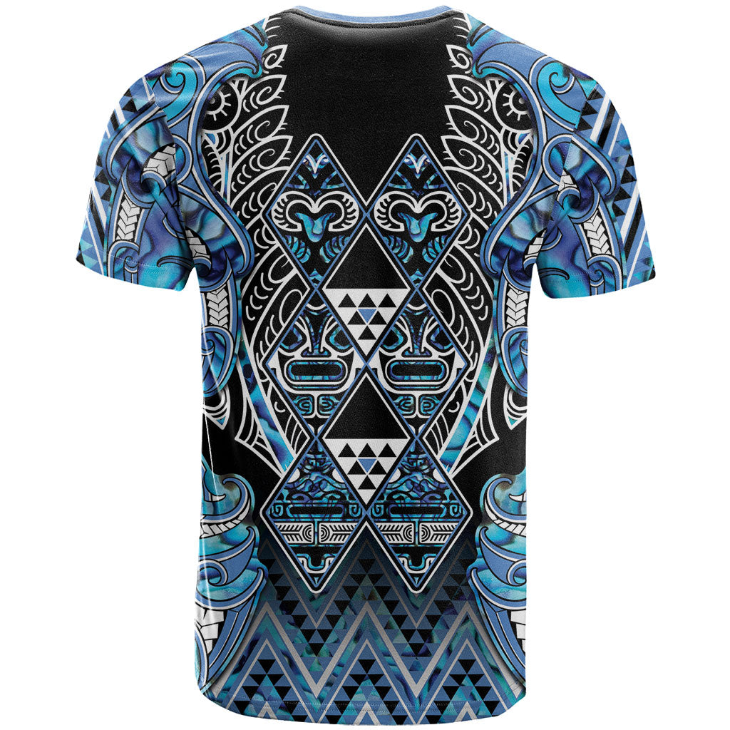 Aotearoa Ngati Porou T Shirt Maori Light Blue Tribal Paua Shell Pattern DT05 - Polynesian Pride