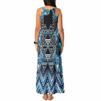Aotearoa Ngati Porou Tank Maxi Dress Maori Light Blue Tribal Paua Shell Pattern DT05 - Polynesian Pride