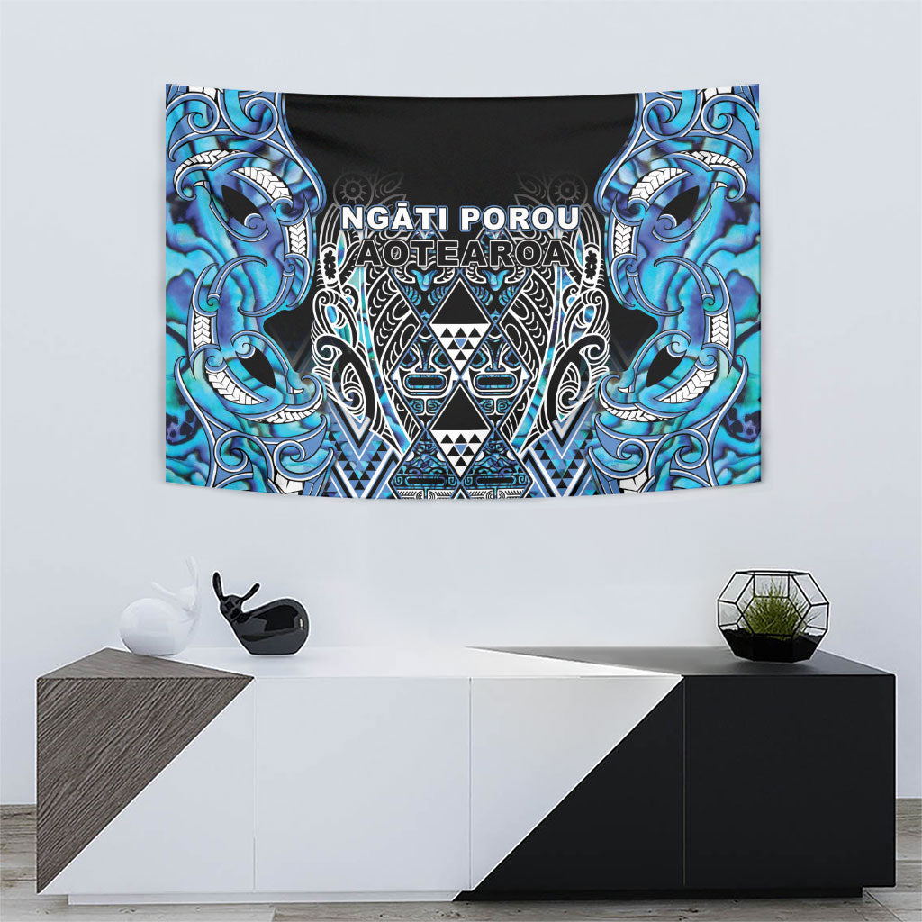 Aotearoa Ngati Porou Tapestry Maori Light Blue Tribal Paua Shell Pattern DT05 - Polynesian Pride