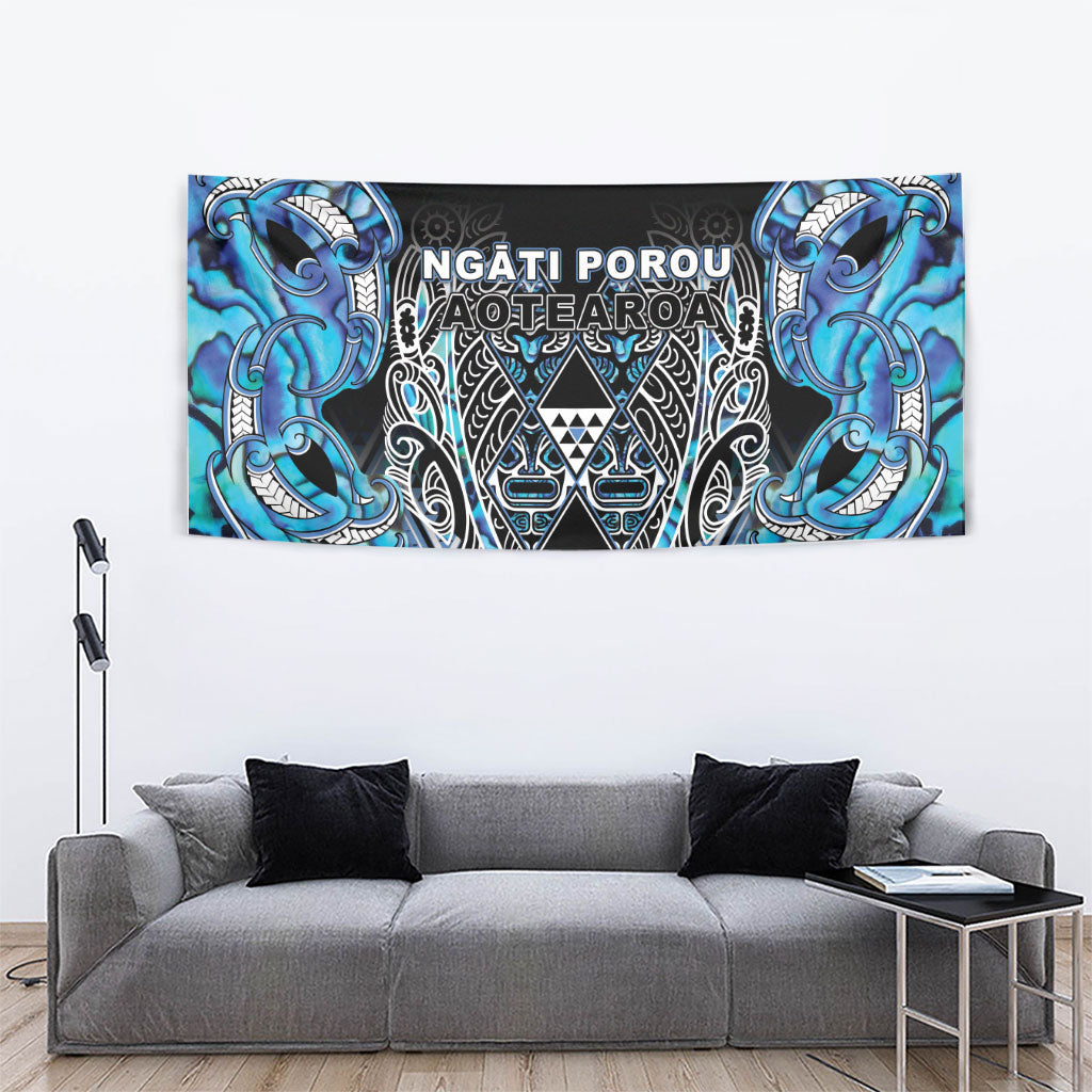 Aotearoa Ngati Porou Tapestry Maori Light Blue Tribal Paua Shell Pattern DT05 - Polynesian Pride