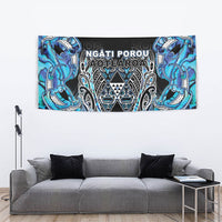 Aotearoa Ngati Porou Tapestry Maori Light Blue Tribal Paua Shell Pattern DT05 - Polynesian Pride