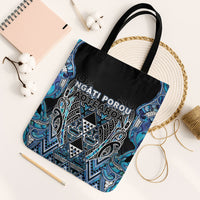 Aotearoa Ngati Porou Tote Bag Maori Light Blue Tribal Paua Shell Pattern DT05 Black Strap One Size Blue - Polynesian Pride