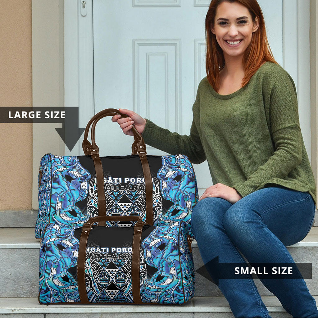 Aotearoa Ngati Porou Travel Bag Maori Light Blue Tribal Paua Shell Pattern DT05 - Polynesian Pride