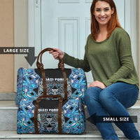 Aotearoa Ngati Porou Travel Bag Maori Light Blue Tribal Paua Shell Pattern DT05 - Polynesian Pride