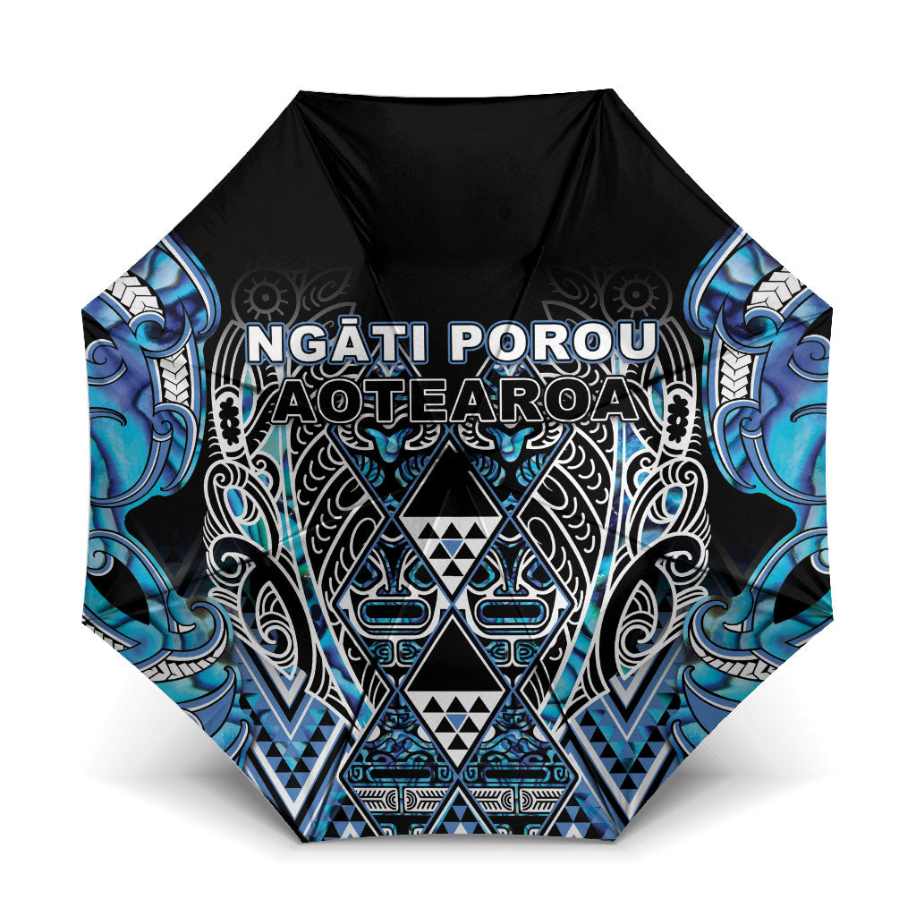 Aotearoa Ngati Porou Umbrella Maori Light Blue Tribal Paua Shell Pattern DT05 One Size Folded 11.42 inch Opened Diameter 37.4 inch Blue - Polynesian Pride