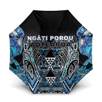 Aotearoa Ngati Porou Umbrella Maori Light Blue Tribal Paua Shell Pattern DT05 One Size Folded 11.42 inch Opened Diameter 37.4 inch Blue - Polynesian Pride