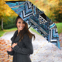 Aotearoa Ngati Porou Umbrella Maori Light Blue Tribal Paua Shell Pattern DT05 - Polynesian Pride