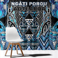 Aotearoa Ngati Porou Window Curtain Maori Light Blue Tribal Paua Shell Pattern DT05 - Polynesian Pride
