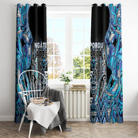 Aotearoa Ngati Porou Window Curtain Maori Light Blue Tribal Paua Shell Pattern DT05 - Polynesian Pride