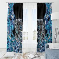 Aotearoa Ngati Porou Window Curtain Maori Light Blue Tribal Paua Shell Pattern DT05 - Polynesian Pride