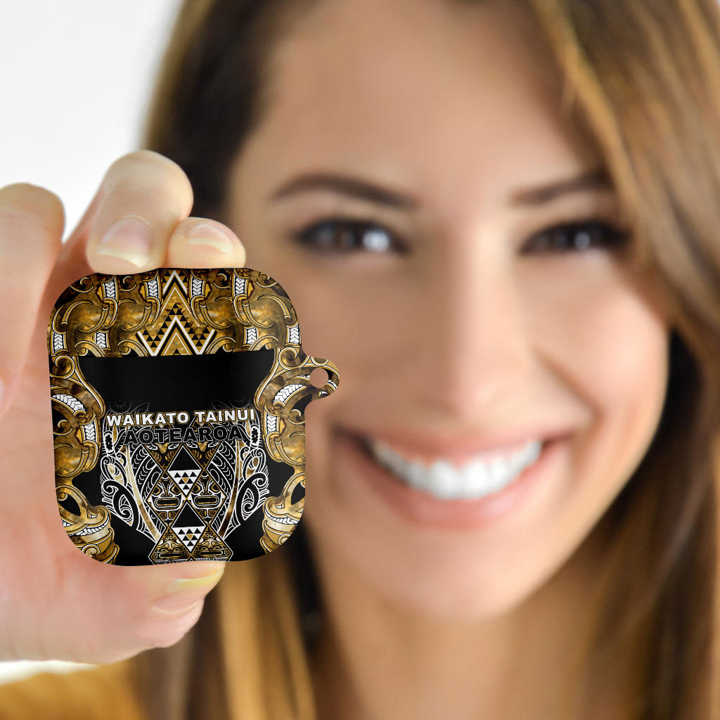 Aotearoa Waikato Tainui AirPods Case Maori Light Gold Tribal Paua Shell Pattern DT05 - Polynesian Pride
