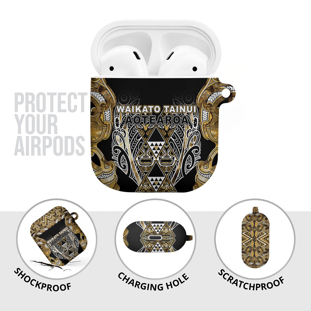 Aotearoa Waikato Tainui AirPods Case Maori Light Gold Tribal Paua Shell Pattern DT05 - Polynesian Pride
