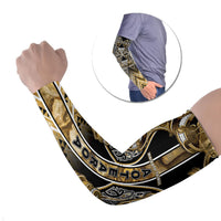 Aotearoa Waikato Tainui Arm Sleeves Maori Light Gold Tribal Paua Shell Pattern DT05 Set of 2 Yellow - Polynesian Pride