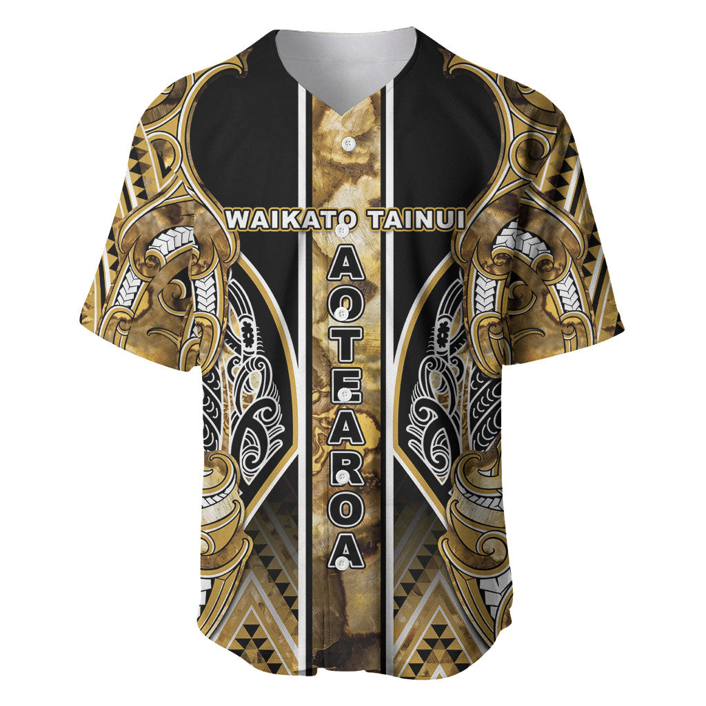 Aotearoa Waikato Tainui Baseball Jersey Maori Light Gold Tribal Paua Shell Pattern DT05 Yellow - Polynesian Pride