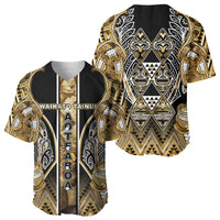 Aotearoa Waikato Tainui Baseball Jersey Maori Light Gold Tribal Paua Shell Pattern DT05 - Polynesian Pride