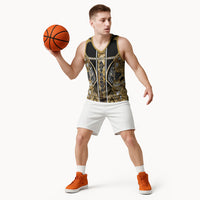 Aotearoa Waikato Tainui Basketball Jersey Maori Light Gold Tribal Paua Shell Pattern DT05 - Polynesian Pride