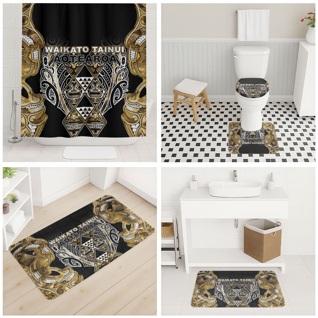 Aotearoa Waikato Tainui Bathroom Set Maori Light Gold Tribal Paua Shell Pattern DT05 - Polynesian Pride
