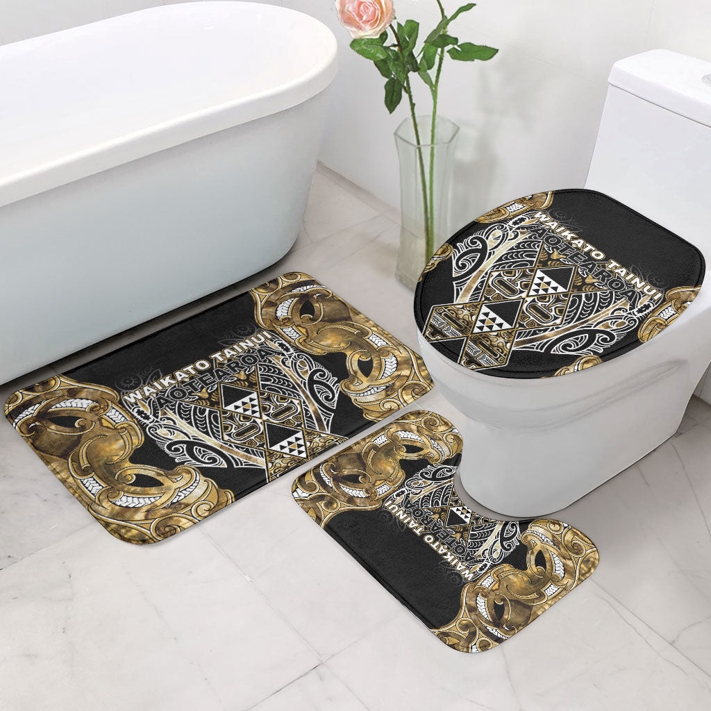 Aotearoa Waikato Tainui Bathroom Set Maori Light Gold Tribal Paua Shell Pattern DT05 - Polynesian Pride