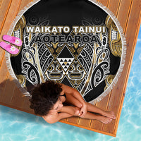 Aotearoa Waikato Tainui Beach Blanket Maori Light Gold Tribal Paua Shell Pattern DT05 - Polynesian Pride