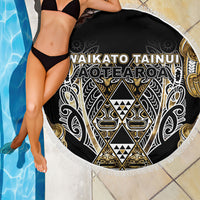 Aotearoa Waikato Tainui Beach Blanket Maori Light Gold Tribal Paua Shell Pattern DT05 - Polynesian Pride
