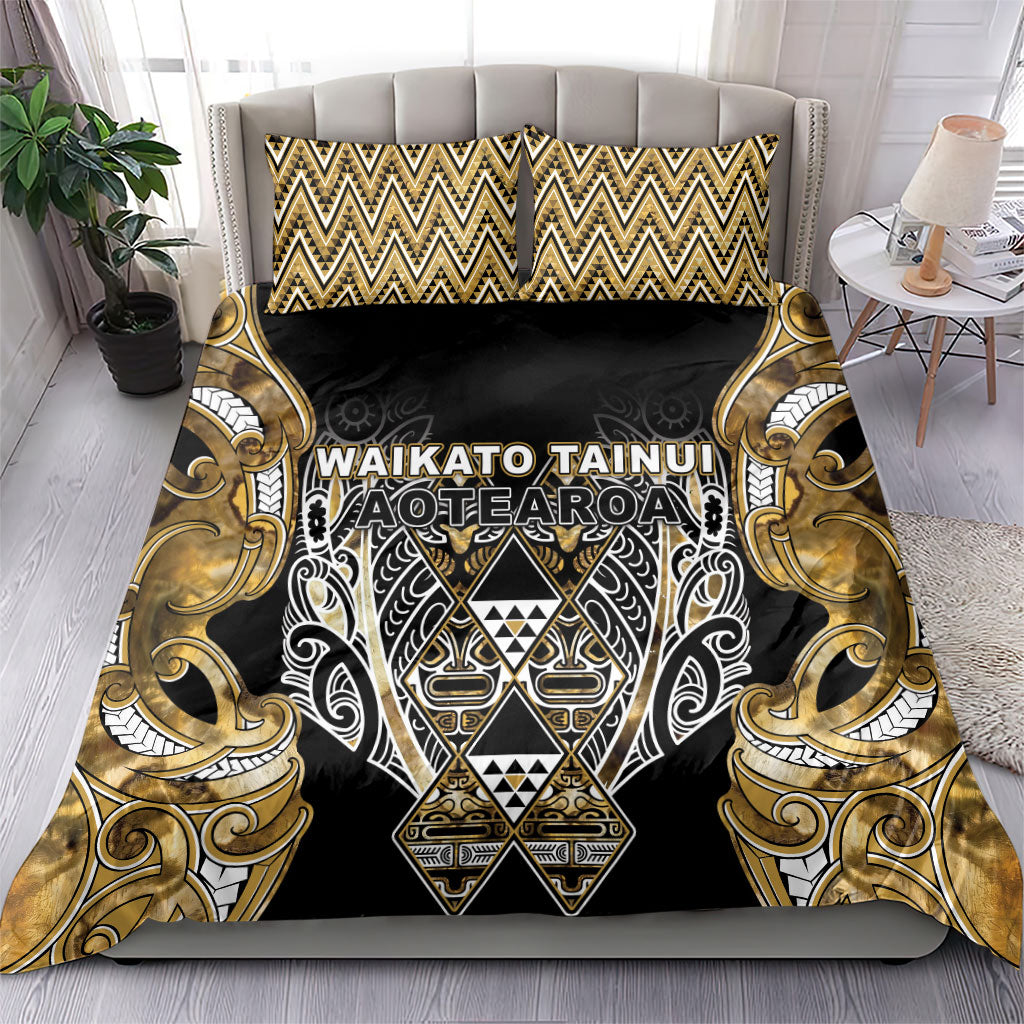 Aotearoa Waikato Tainui Bedding Set Maori Light Gold Tribal Paua Shell Pattern DT05 - Polynesian Pride