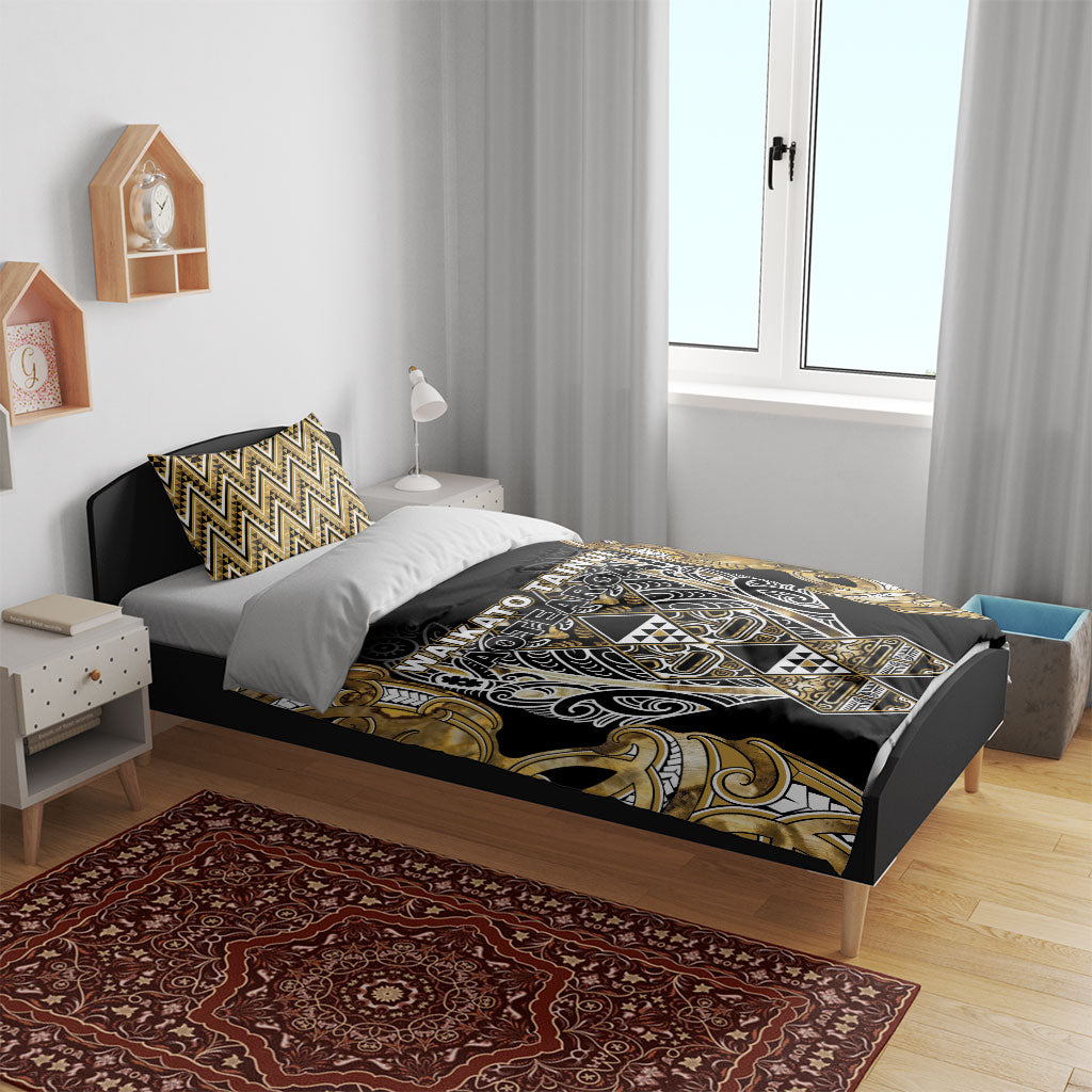 Aotearoa Waikato Tainui Bedding Set Maori Light Gold Tribal Paua Shell Pattern DT05 - Polynesian Pride