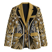 Aotearoa Waikato Tainui Blazer Maori Light Gold Tribal Paua Shell Pattern DT05 Unisex Yellow - Polynesian Pride