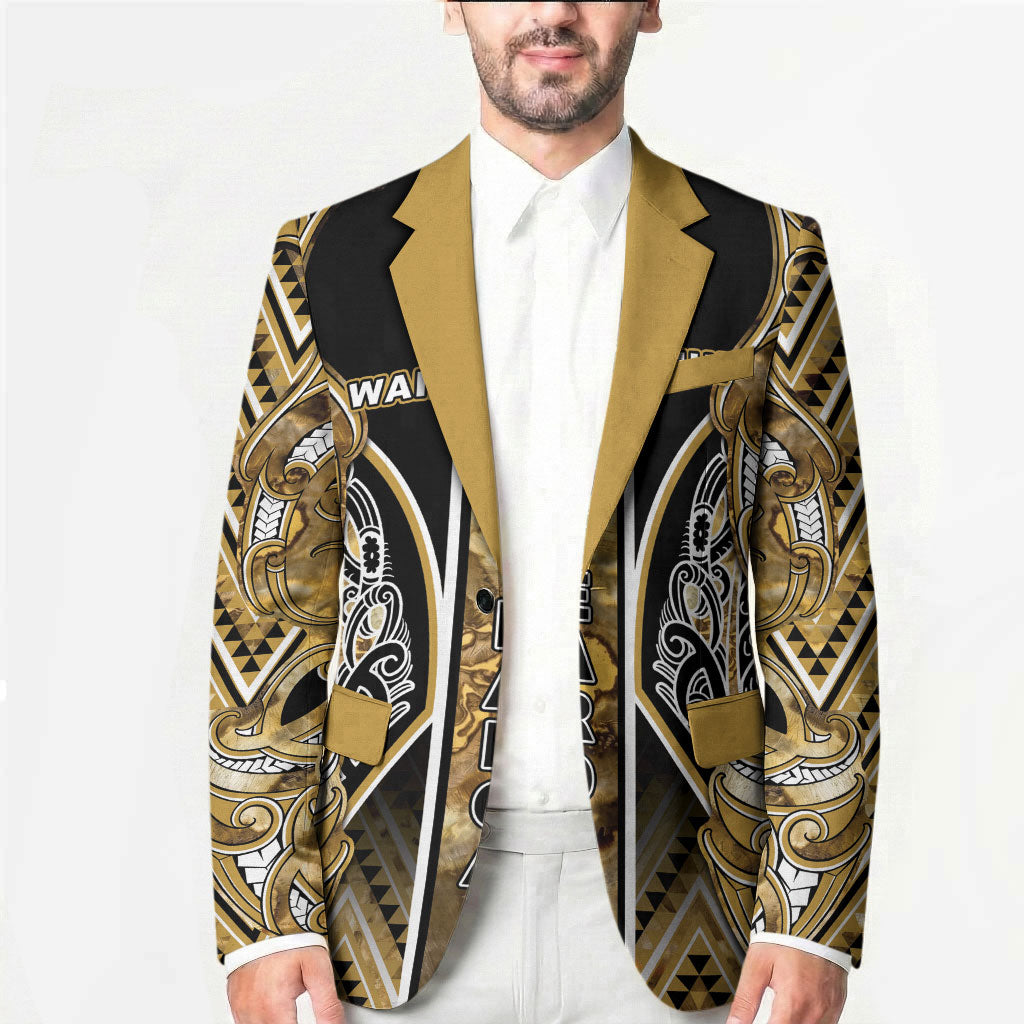 Aotearoa Waikato Tainui Blazer Maori Light Gold Tribal Paua Shell Pattern DT05 - Polynesian Pride