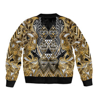 Aotearoa Waikato Tainui Bomber Jacket Maori Light Gold Tribal Paua Shell Pattern DT05 - Polynesian Pride