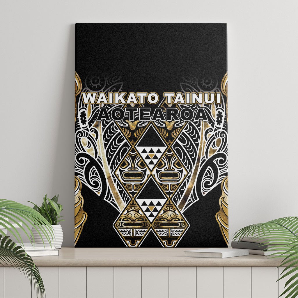Aotearoa Waikato Tainui Canvas Wall Art Maori Light Gold Tribal Paua Shell Pattern DT05 - Polynesian Pride