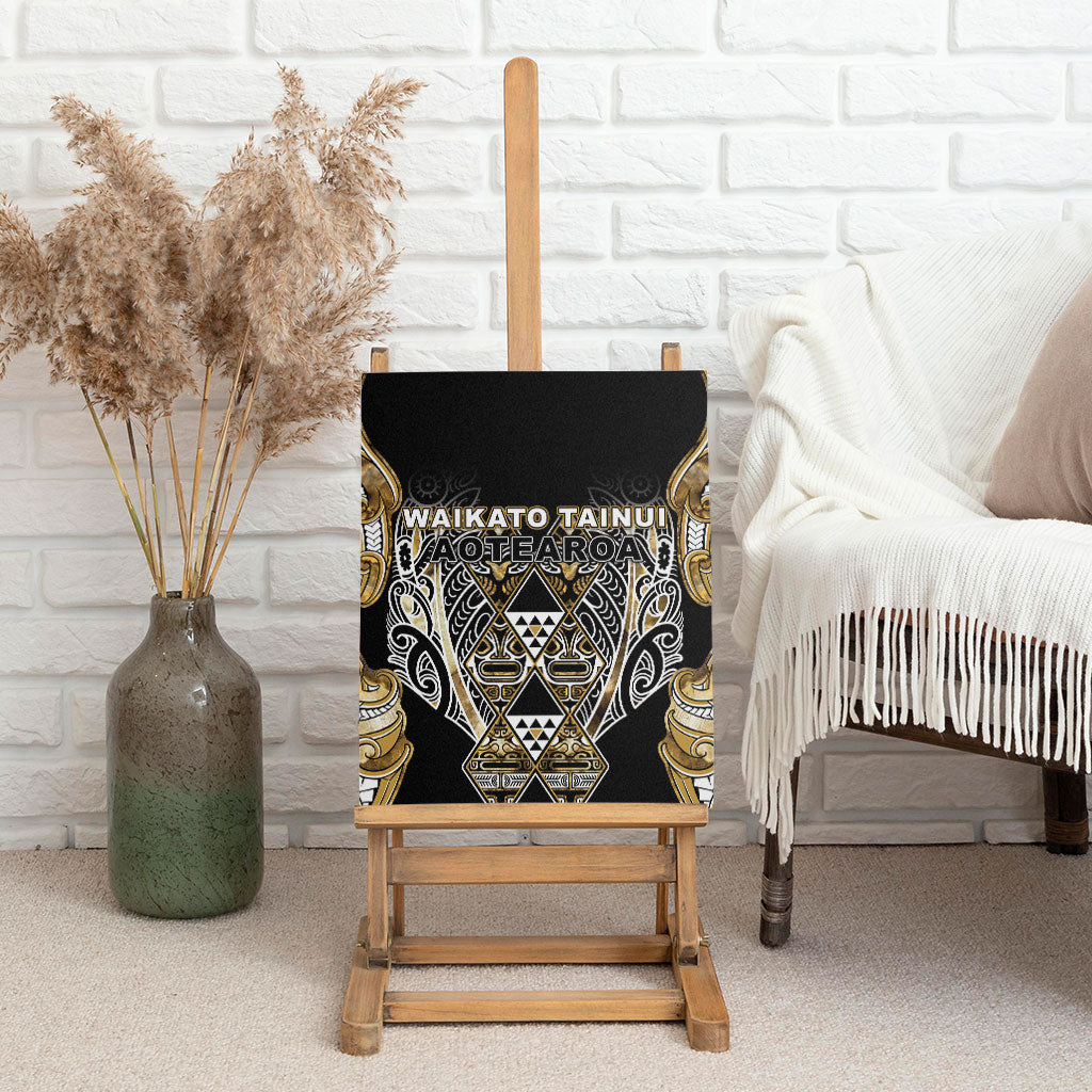 Aotearoa Waikato Tainui Canvas Wall Art Maori Light Gold Tribal Paua Shell Pattern DT05 - Polynesian Pride