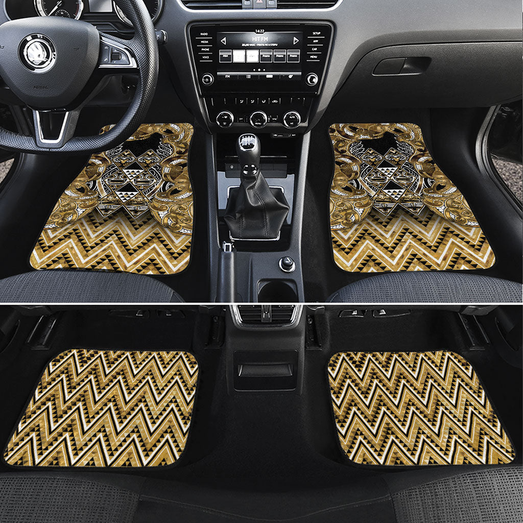 Aotearoa Waikato Tainui Car Mats Maori Light Gold Tribal Paua Shell Pattern DT05 Set 4pcs Yellow - Polynesian Pride