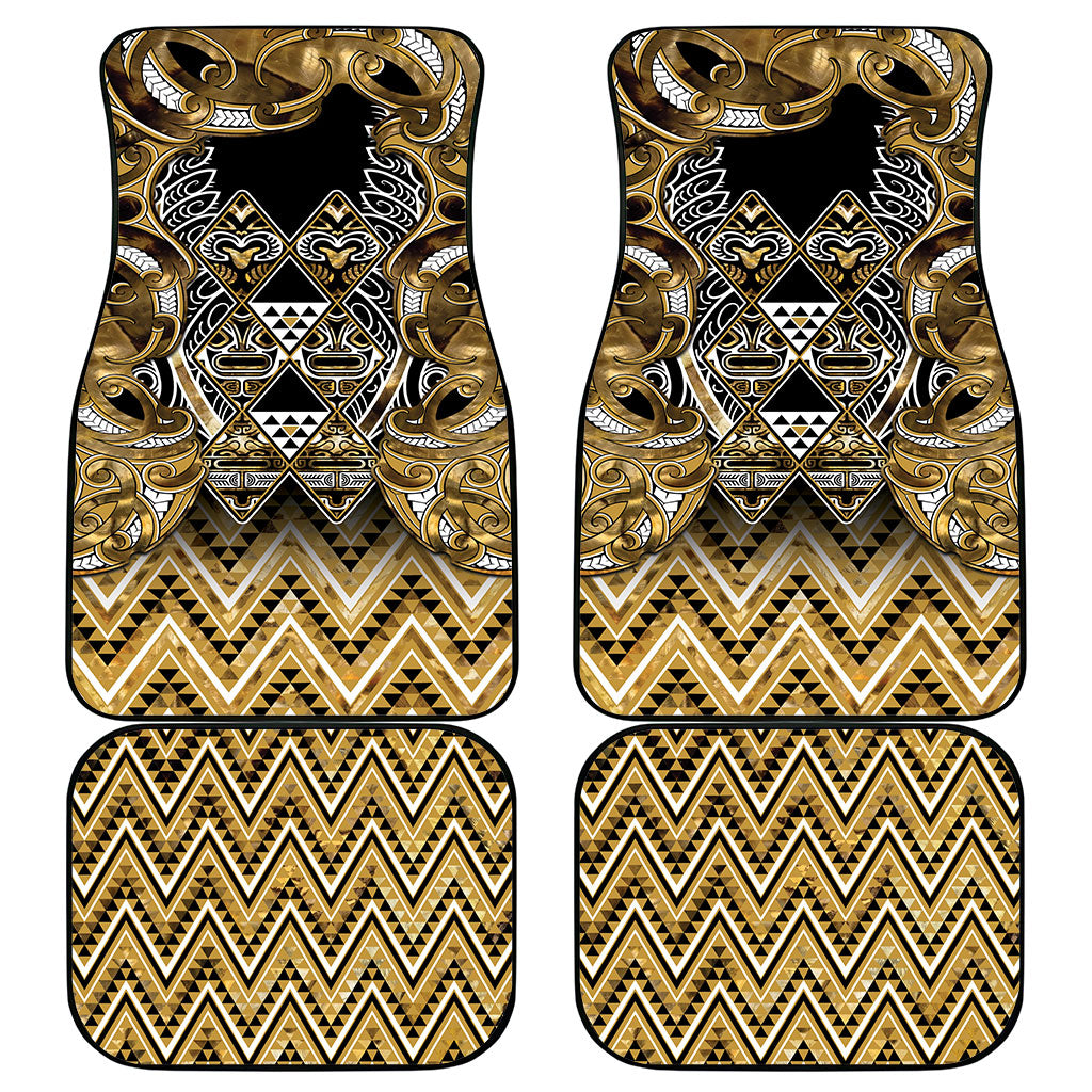 Aotearoa Waikato Tainui Car Mats Maori Light Gold Tribal Paua Shell Pattern DT05 - Polynesian Pride