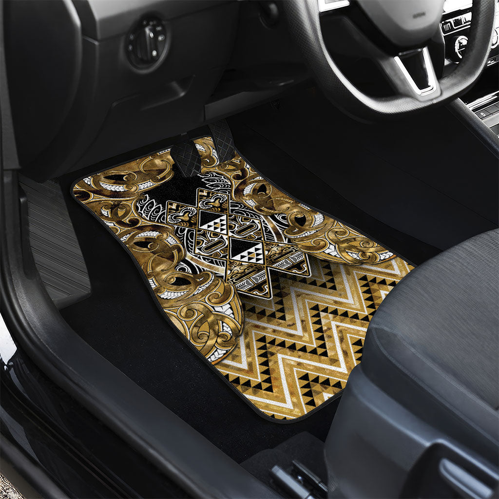 Aotearoa Waikato Tainui Car Mats Maori Light Gold Tribal Paua Shell Pattern DT05 - Polynesian Pride