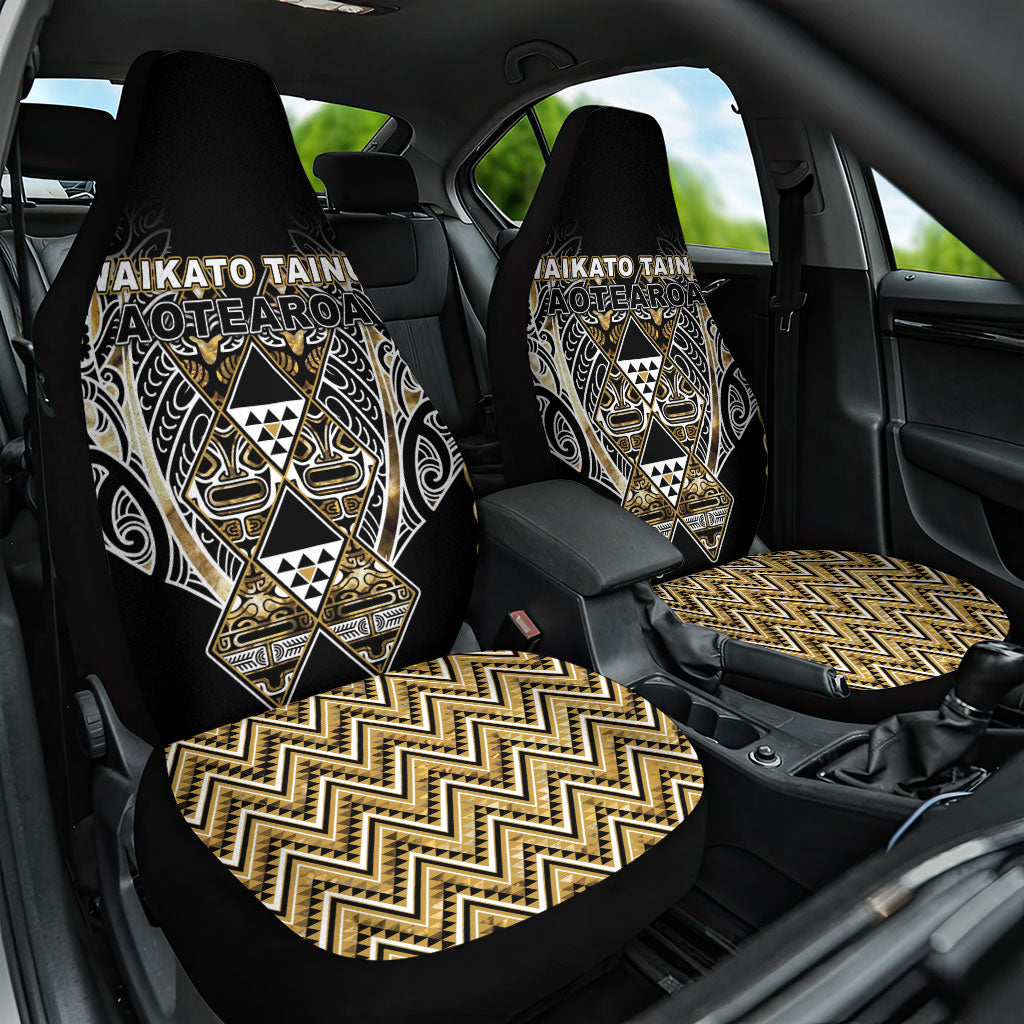 Aotearoa Waikato Tainui Car Seat Cover Maori Light Gold Tribal Paua Shell Pattern DT05 One Size Yellow - Polynesian Pride