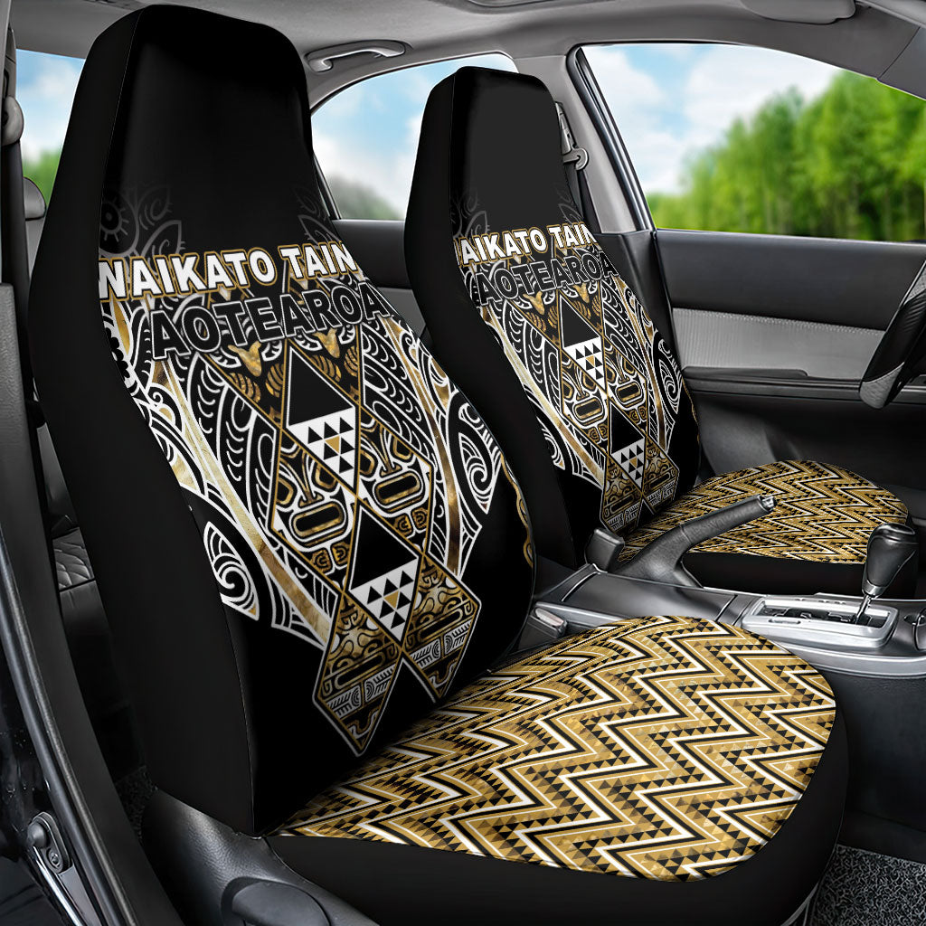 Aotearoa Waikato Tainui Car Seat Cover Maori Light Gold Tribal Paua Shell Pattern DT05 - Polynesian Pride