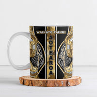 Aotearoa Waikato Tainui Ceramic Mug Maori Light Gold Tribal Paua Shell Pattern DT05 Yellow - Polynesian Pride