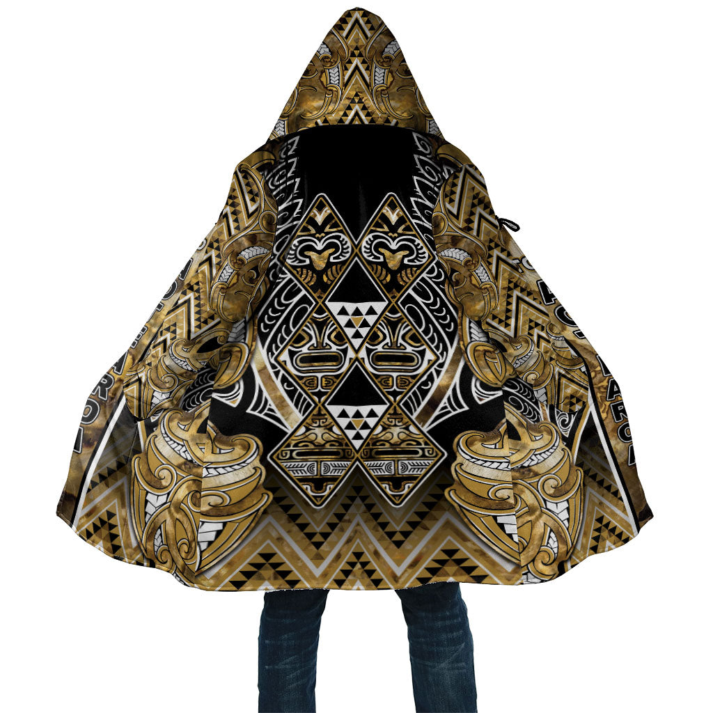 Aotearoa Waikato Tainui Cloak Maori Light Gold Tribal Paua Shell Pattern DT05 Unisex Yellow - Polynesian Pride