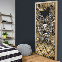 Aotearoa Waikato Tainui Door Cover Maori Light Gold Tribal Paua Shell Pattern DT05 - Polynesian Pride